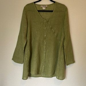 FLAX Linen Shirt in Olive Green